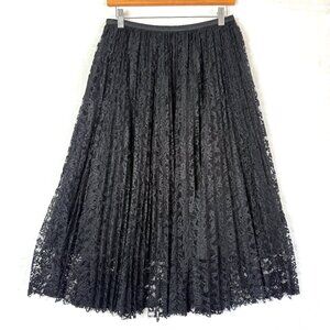 Beulah Whimsigoth Dark Feminine Pleated Sheer Lace Lined Maxi Skirt Womens M Bla